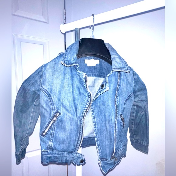 Denim biker jacket for toddler girls - Picture 2 of 4